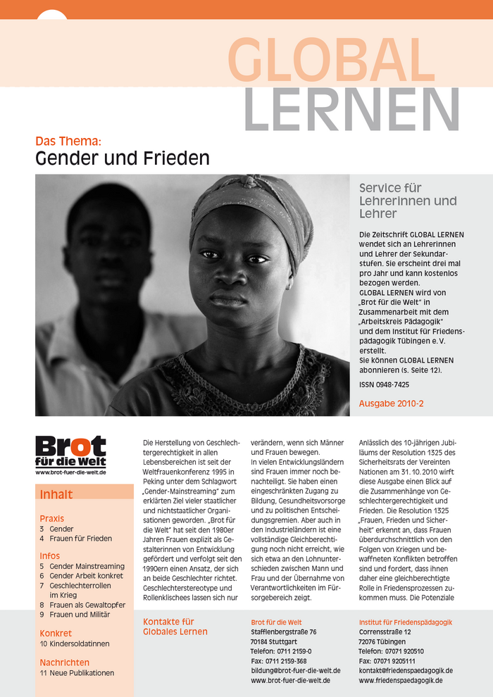 Cover of Global Lernen 2010-2, a triannual publication directed at teachers.&nbsp;Layout:&nbsp;Studio für Mediendesign Christoph Lang, Rottenburg