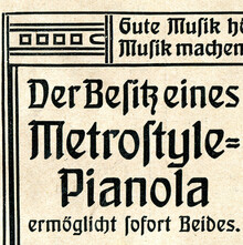 Metrostyle-Pianola ad