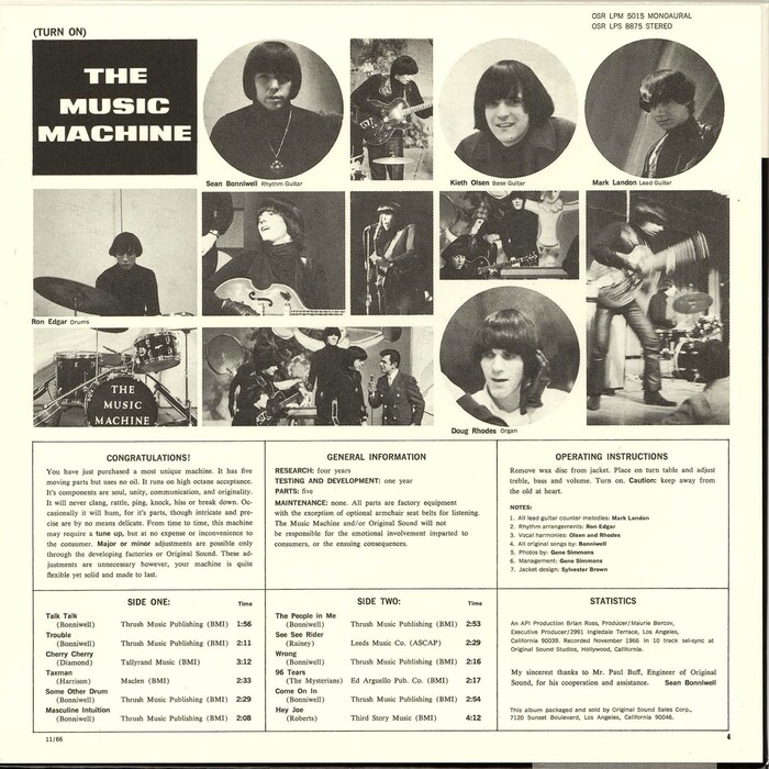 The Music Machine – Turn On album art 2