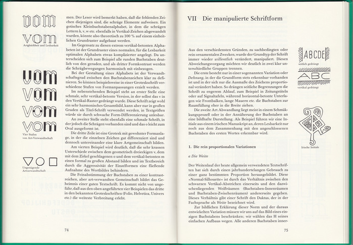 Sample spread from the interior (vol. 2, chapter VII “The manipulated letterform”)