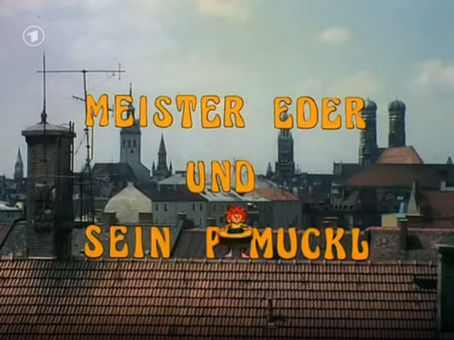 In the very first episode and unlike in this version, Pumuckl is still invisible. The opening titles show the animated letters only, without the kobold.