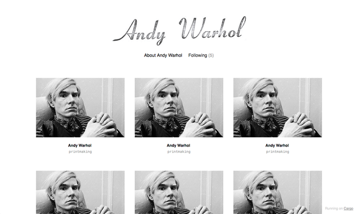 The Warhol theme references Andy Warhol’s signature stamp in Coronet Bold, as seen on the cover of The Velvet Underground &amp; Nico.