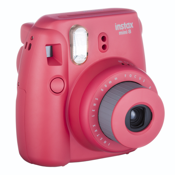 The Instax Mini 8 is the current entry-level model and comes in various bright colors. In the newer models, “mini” and other suffixes are no longer rendered in Keedy Sans.