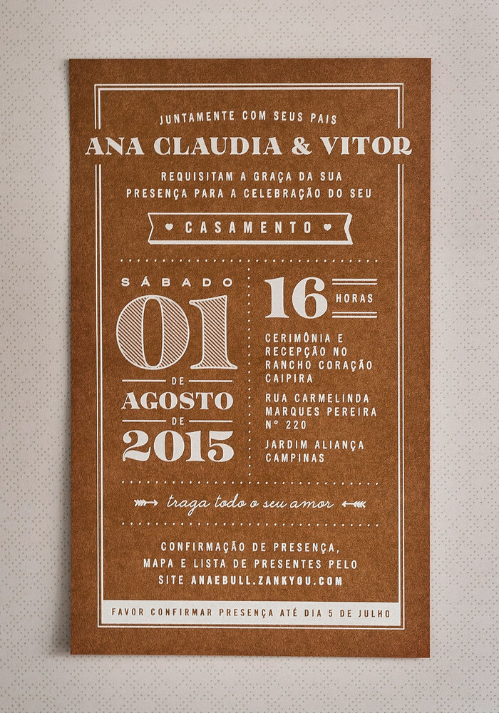 Ana Claudia &amp; Vitor wedding invitation 1