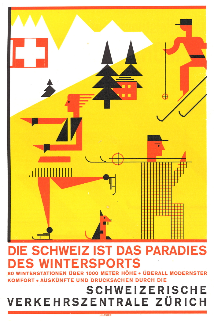 “Die Schweiz ist das Paradies des Wintersports” travel poster, Schweizerische Verkehrszentrale Zürich