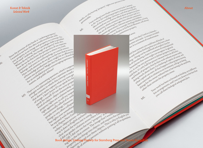 Nice way to show a book, inside and out. The red caption is a little rough to decipher, though.