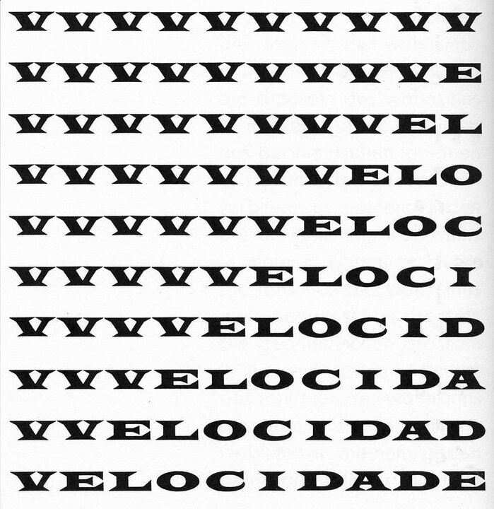 VELOCIDADE, published in Anthology of Concrete Poetry, 1968.