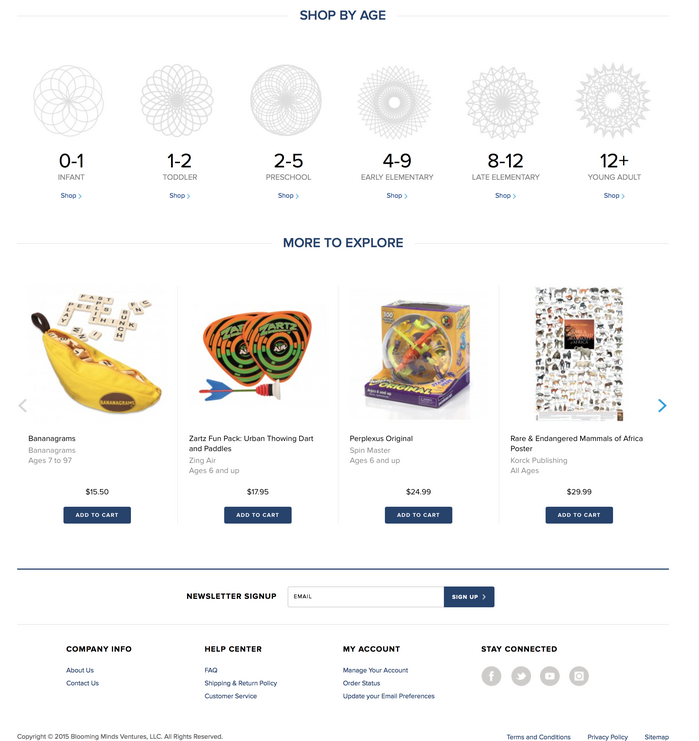 Blooming Minds website. Proxima Nova used throughout.