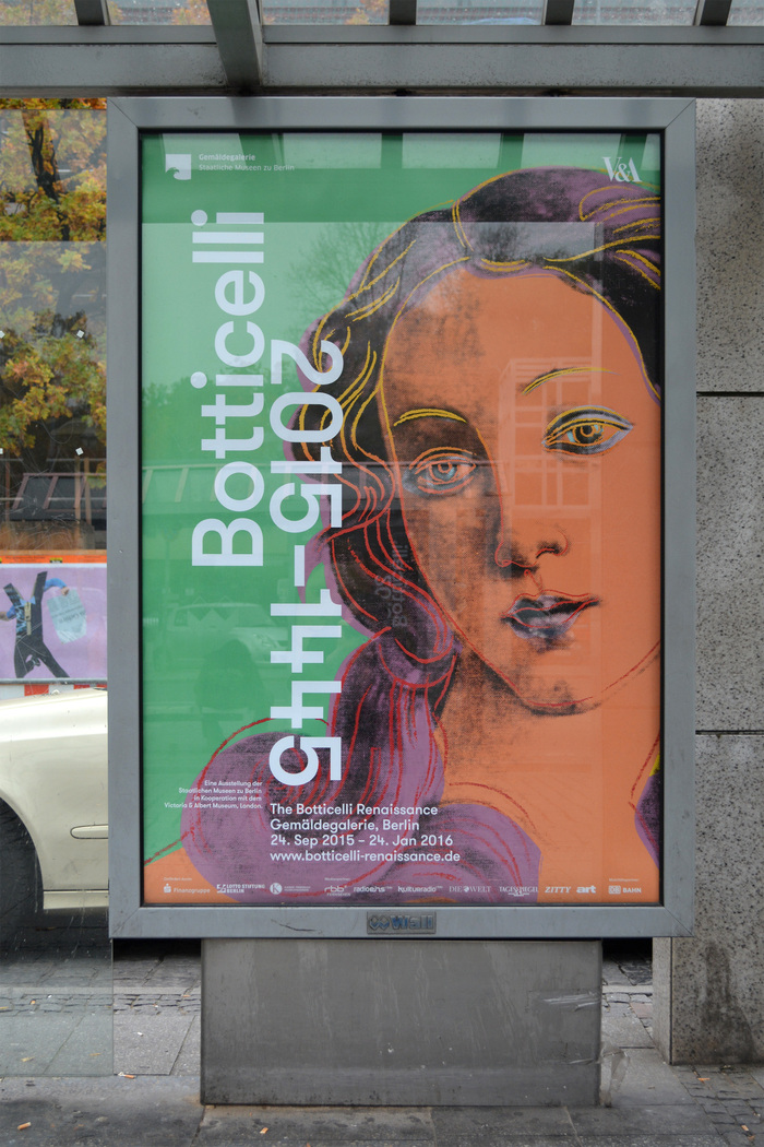 This poster uses a detail from Andy Warhol’s Birth of Venus (After Botticelli), 1984
© 2015 The Andy Warhol Foundation for the Visual Arts, Inc. / Artists Rights Society (ARS), New York