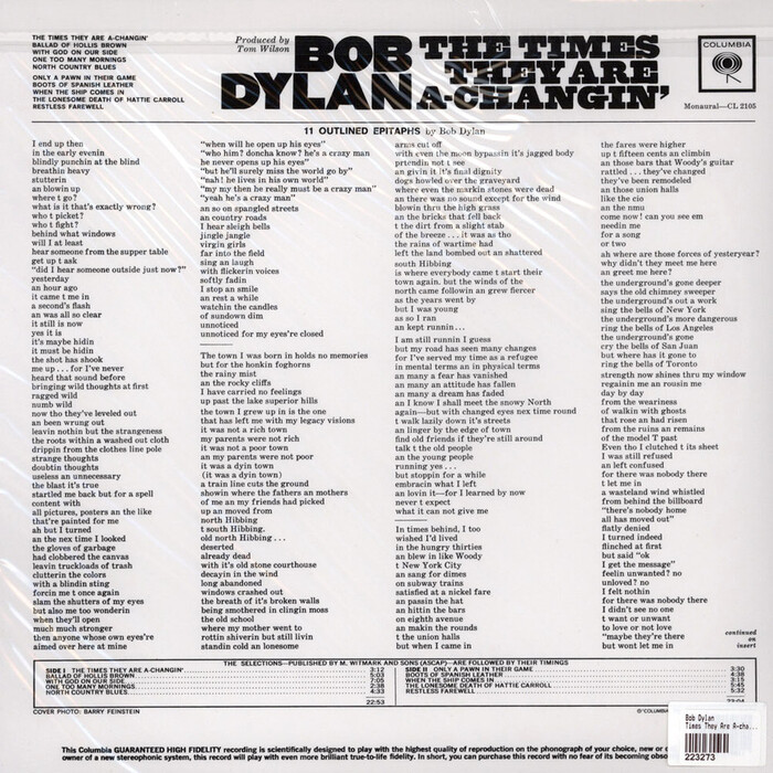 Bob Dylan – The Times They Are A-changin’ album art 3