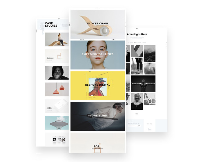 Case Studies and Portfolio Page with multiple grid options.