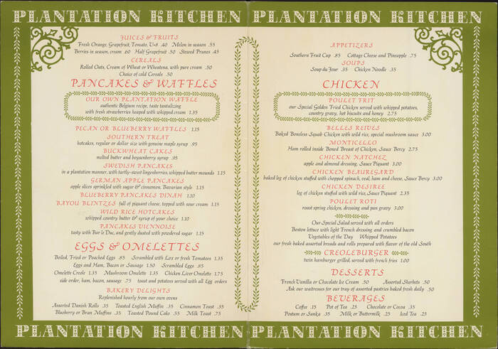 Menu for Plantation Kitchen at Stardust Hotel 2