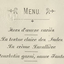 Menu for Eton Dinner at The Monico, Oct. 28, 1898
