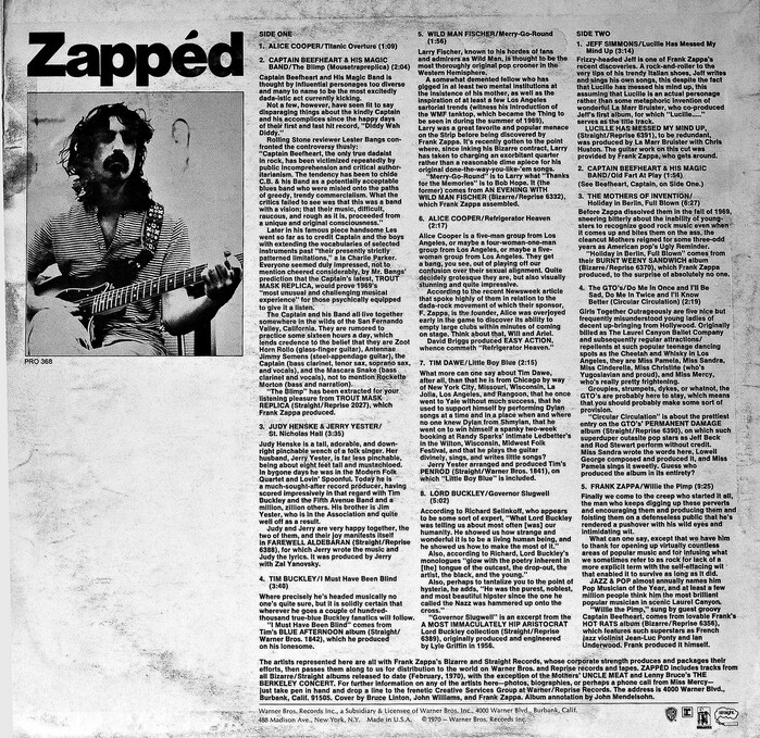 Frank Zappa – Zapped (Version 2) album art 2