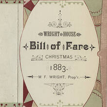 Christmas dinner menu at the Wright House