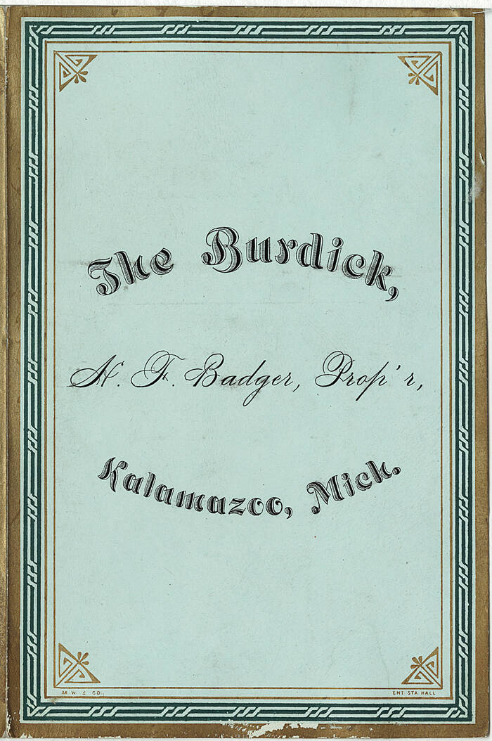 The Burdick menu, November 27, 1881 1