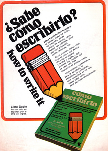 <cite>¿Sabe cómo escribirlo? / how to write it</cite> magazine ad