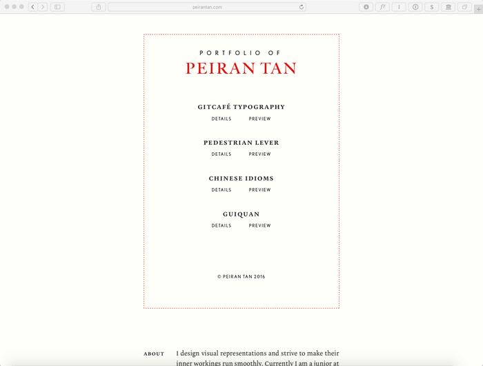 Front page of website.