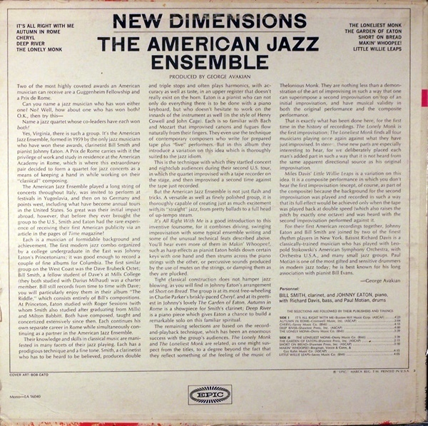 The American Jazz Ensemble – New Dimensions album art 2