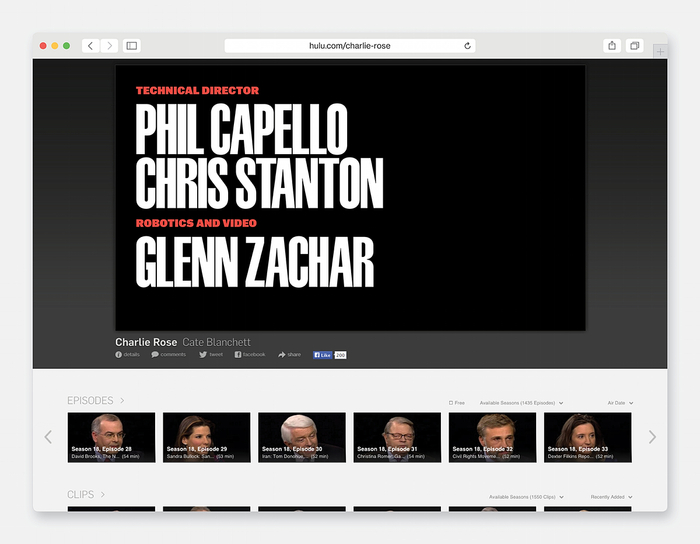 An early proposal for closing credits. The final on-air graphics have yet to launch.