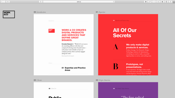 The website also features a zoom navigation, in which the present page shrinks down to a block thumbnail, surrounded by block thumbnails of other pages.