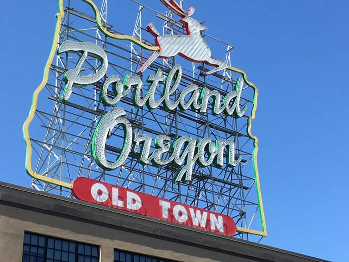 &ldquo;Portland Oregon: Old Town&rdquo; sign 1