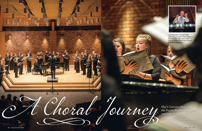 “A Choral Journey”, Fall 2015: Marcel Script with swash alternates and an extra squiggle, as featured in the Pro version.