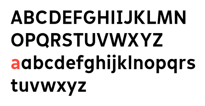 “To create SFMOMA Text, Koeberlin increased the [x-height]. By elongating the letters and eliminating their perfectly rounded circles, some of the pronounced distractions were removed. A double-story ‘a’ was introduced to provide a distinctive letterform that wouldn’t be confused with ‘o’ or ‘c’ and would allow for faster ingestion of text.”