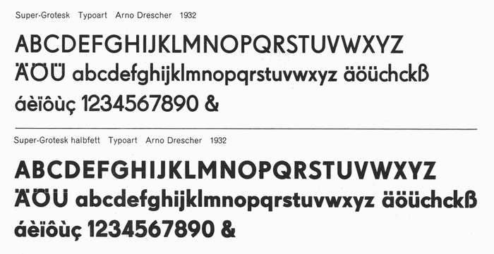 Super-Grotesk, designed by Arno Drescher