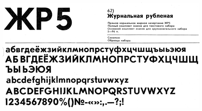 Later Soviet Union specimens of Zhurnalnaya roublennaya with Latin and Cyrillic, designed by Anatoly Schukin