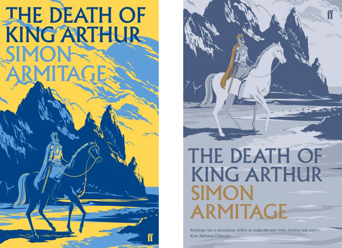 Hardback (January 2012) and paperback (November 2012) editions of Simon Armitage’s The Death of King Arthur, Faber &amp; Faber. Illustration by Kam Tang, Art direction by Darren Wall.
