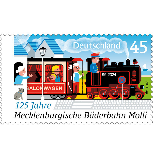 “125 Jahre Mecklenburgische Bäderbahn Molli” stamp 1