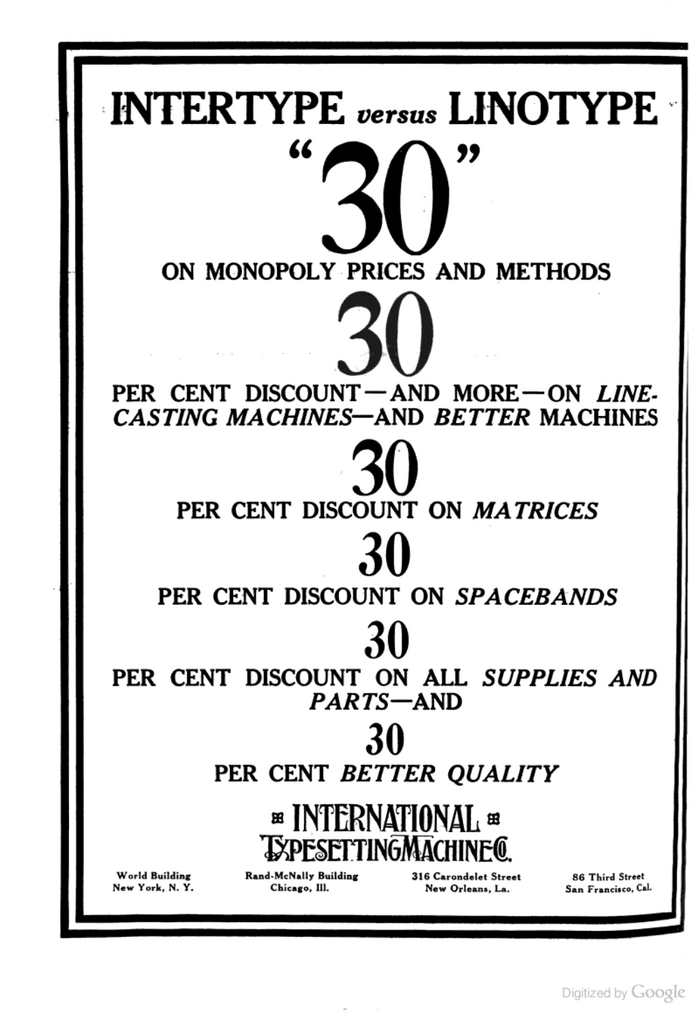 Intertype ads: &ldquo;Intertype vs Linotype&rdquo; 2