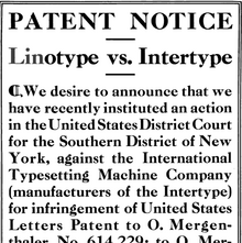 Linotype Ad: “Linotype vs. Intertype”