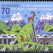 “Die Alpen – Vielfalt in Europa” stamp