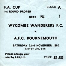 Wycombe Wanderers football match ticket