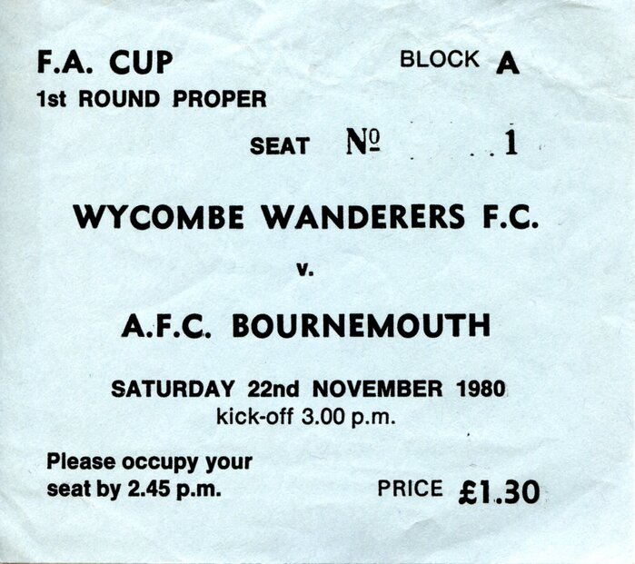 Wycombe Wanderers football match ticket