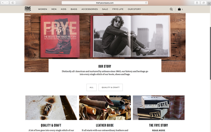The Frye Company website 4