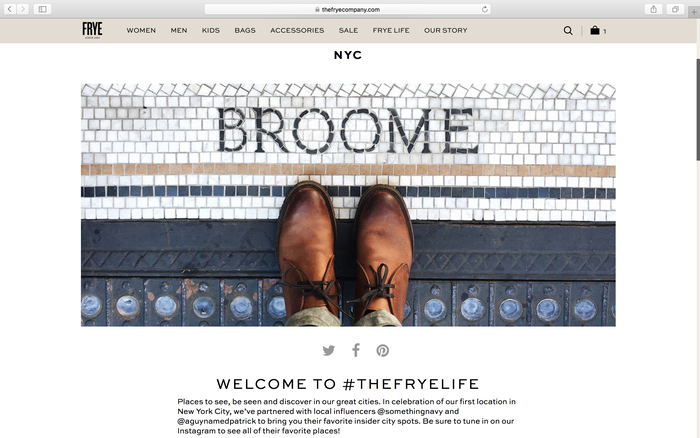 The Frye Company website 6