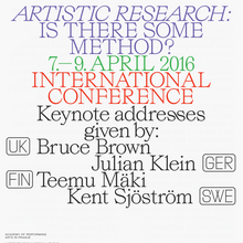 Artistic Research — Is There Some Method?