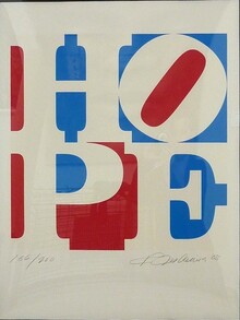 <cite>HOPE</cite> print and sculptures