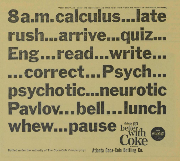 Coke student ads (Agnes Scott News, 1963–64) 2
