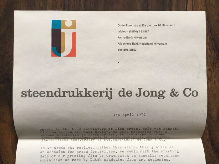 Correspondence from 1972 typed on Steendrukkerij de Jong &amp; Co letterhead.