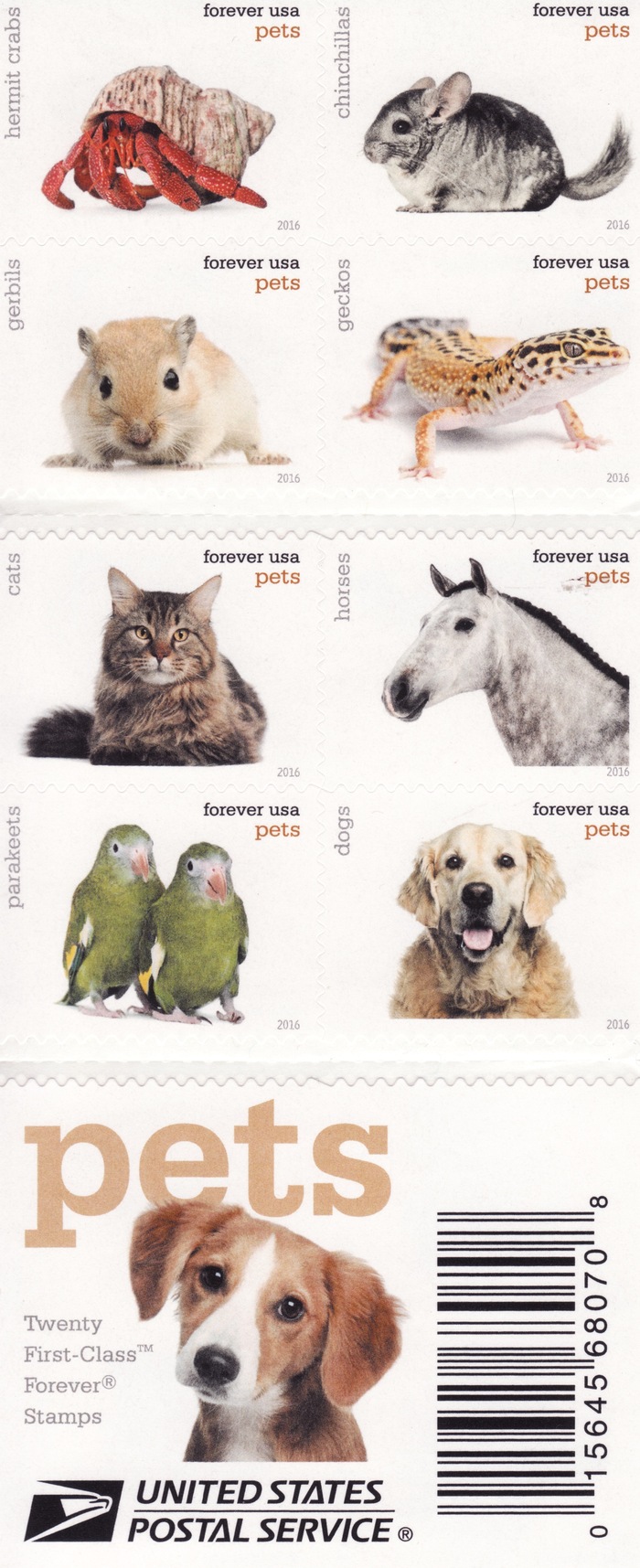 USPS “Pets” postage stamps 1