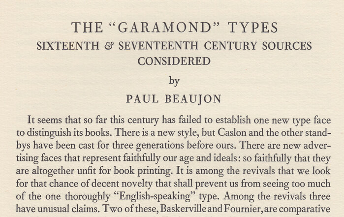 The Garamond Types Considered in The Fleuron No. 5 1