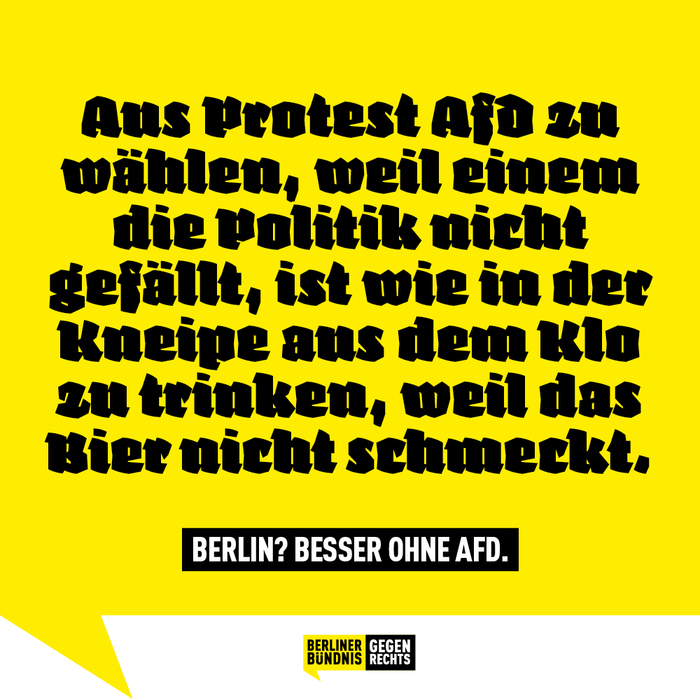 “Protest voting for AfD because you don’t like politics is like drinking out of the pub’s toilet because the beer does not taste.”