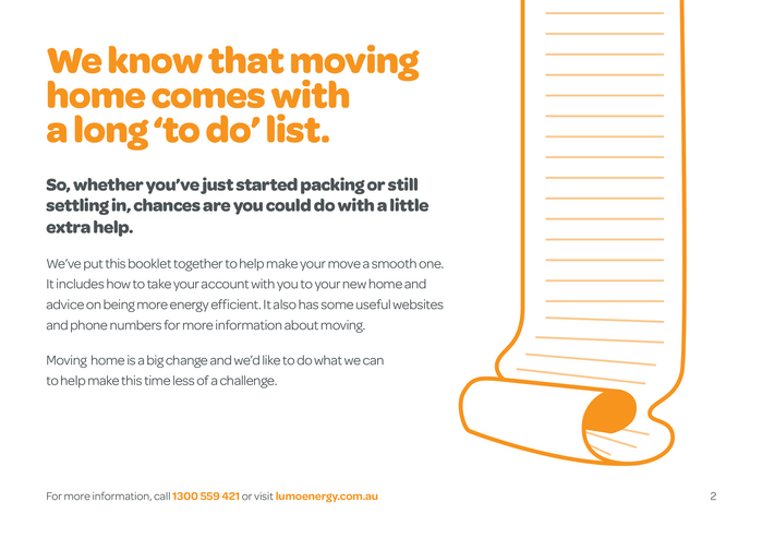 Pages from a leaflet with a moving home checklist