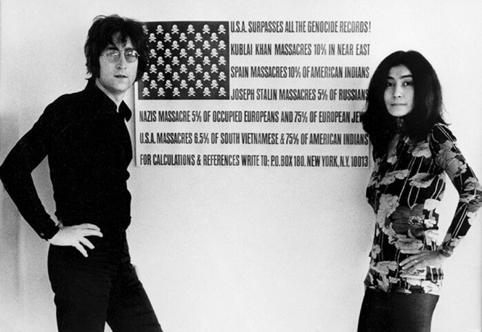 John Lennon and Yoko Ono with the print, c.1970. Photo from press kit for The U.S. Versus John Lennon.