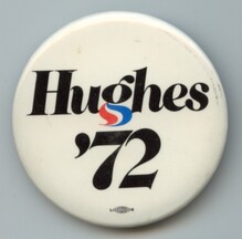 Harold Hughes 1972 campaign logo, button, sticker