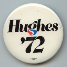 Harold Hughes 1972 campaign logo, button, sticker